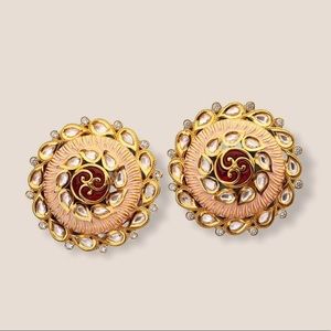 Kundan Meenakari Women Earring Tops w/Gold Plating